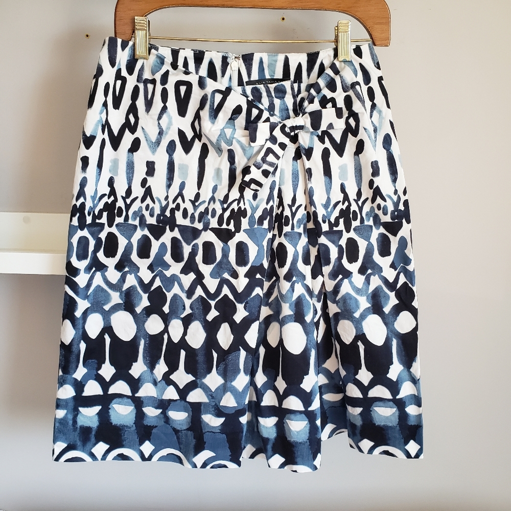 Elie Tahari Printed A-Line Batik Style Cotton Skirt Size 8